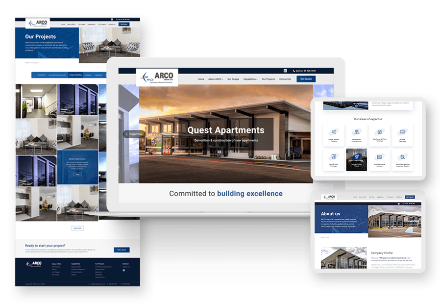 Foilama created the website for construction company ARCO to present their services